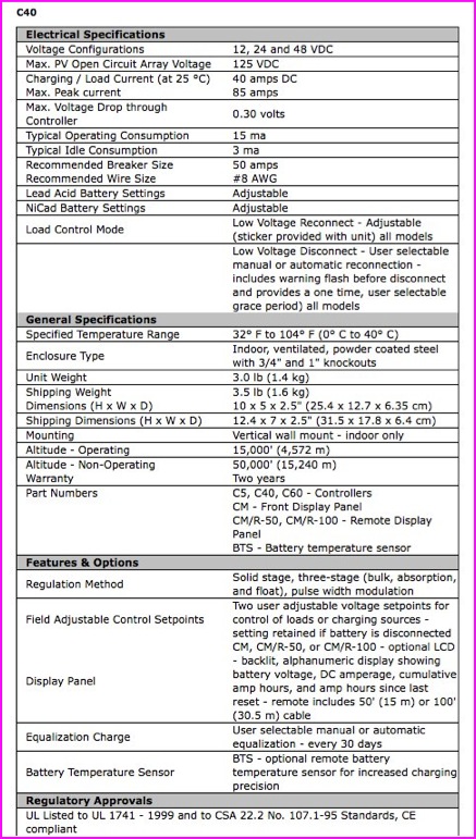 C40specs